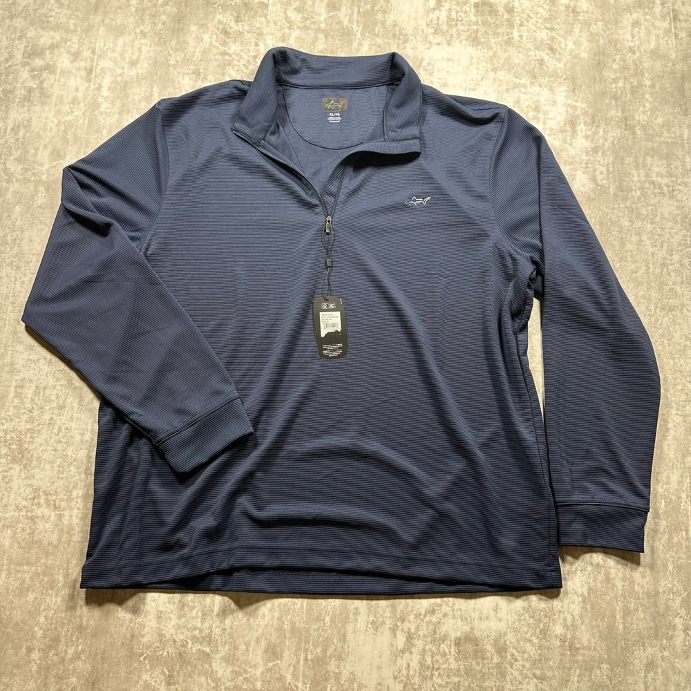 NWT Greg Norman Quarter Zip Pullover Mens XL Navy Blue Ribbed G7S24XLK102